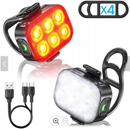 2x Lampka rowerowa przód tył SPECTER Q5 6LED USB-C