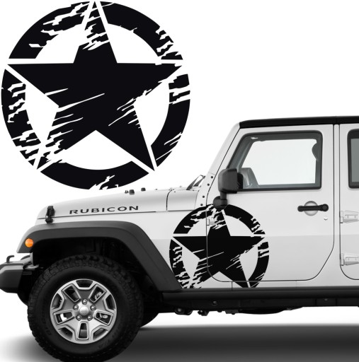 NAKLEJKA samochód GWIAZDA JEEP 60x60cm CZARNY MAT