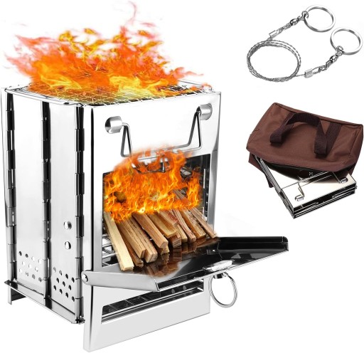 PIECYK PRZENOŚNY NA DREWNO PIEC TURYSTYCZNY GRILL KEMPINGOWY + TORBA + PIŁA