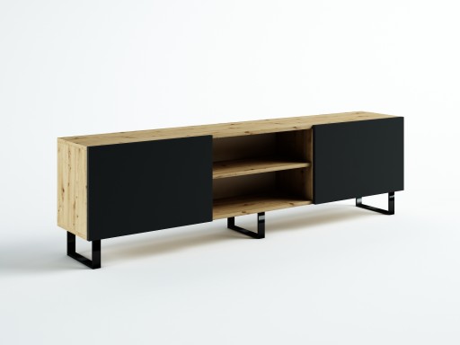 SZAFKA RTV LOFT 200 HAMILTON / CZARNY WYSOKA EGGER