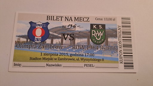 OLIMPIA ZAMBRÓW - ENERGETYK ROW RYBNIK 01-08-2015