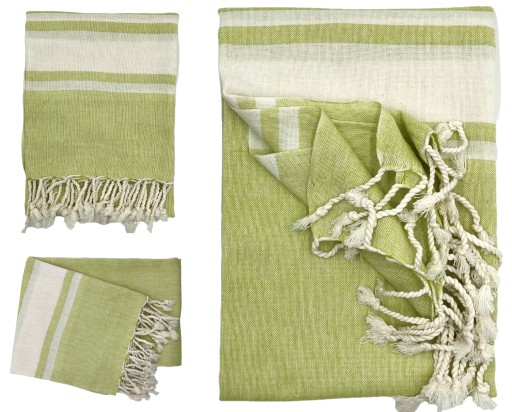 FOUTA PAREO RĘCZNIK Z FRĘDZLAMI PLAŻA SAUNA SPA 100% BAWEŁNA 95x195 LIMONKA