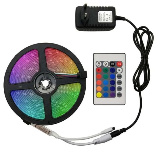 LEDY WODOODPORNE KOLOROWE TAŚMA LED RGB WODOODPORNA 5m Z PILOTEM