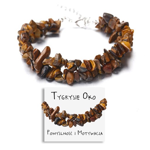 BRANSOLETKA DAMSKA TYGRYSIE OKO AMULET POMYŚLNOŚCI