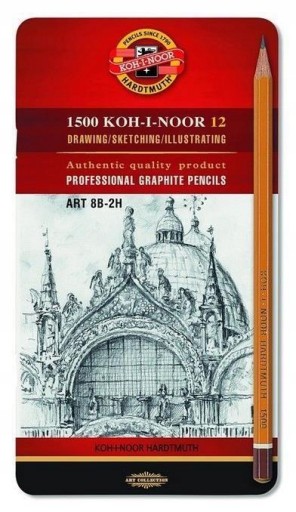 OŁÓWKI SZKOLNE Akcesoria PLASTYCZNE Zestaw Ołówek grafitowy 1502/II 8B-2H