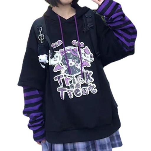 BLUZA DAMSKA Z KAPTUREM Długi rękaw GOTH GRUNGE