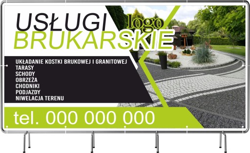 BANER REKLAMOWY 130x80cm gotowy projekt USŁUGI BRUKARSKIE SCHODY plandeka