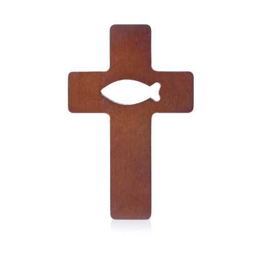 Krzyż | Rybka Ichtys | drewno | 18 cm | krzyżyk