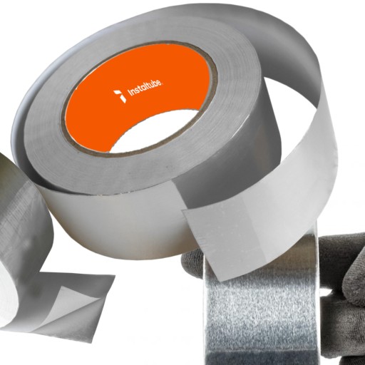 TAŚMA ALUMINIOWA SAMOPRZYLEPNA MOCNA 48mm 50 m GŁADKA WYTRZYMAŁA TAŚMA