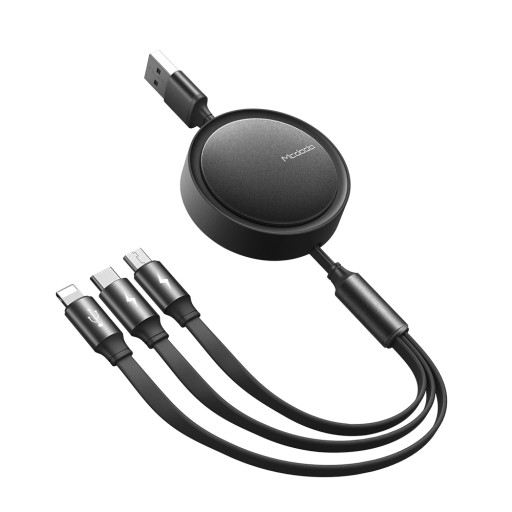 Kabel zwijany, 3w1, USB, USB-C, micro USB, 1,2 m