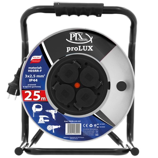 Przedłużacz bęben metal PROLUX 25m OW 3x2,5 IP44