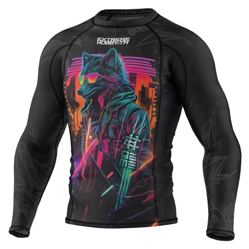 Rashguard Męski MMA CYBER ANIMALS L BLACK WOLF EXTREME HOBBY