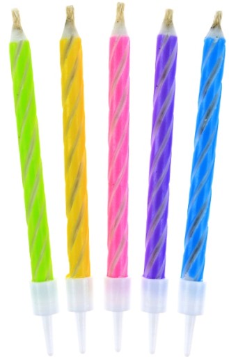 ŚWIECZKI NA TORT MAGICZNE NIEGASNĄCE KOLOROWE 10sz