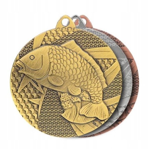 MEDAL WĘDKARSTWO + WKLEJKA + WSTĄŻKA - 50 SZT