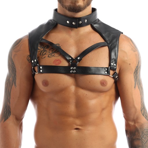 SKÓRZANA MĘSKA UPRZĄŻ MĘSKI HARNESS na klatkę BDSM