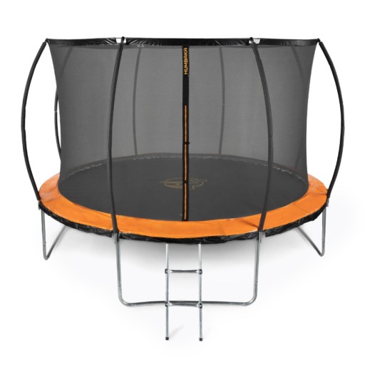 Trampolina ogrodowa HUMBAKA Super 374 cm siatka drabinka pomarańczowa 12 Ft