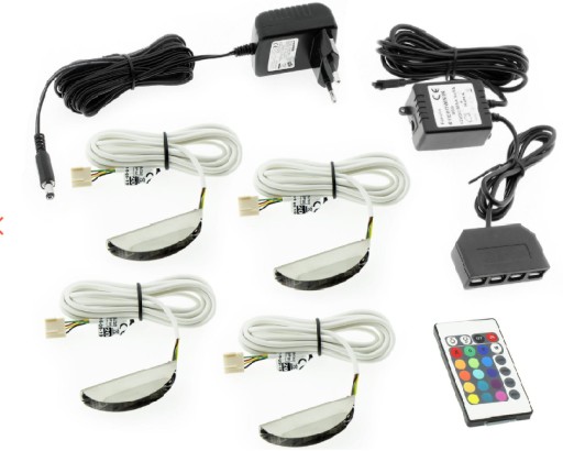 Klipsy LED oświetlenie do półek LED RGB 4 sztuki