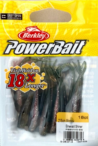BERKLEY POWERBAIT MINNOW JASKÓŁKA 5CM EMERALD SHINER 18SZT