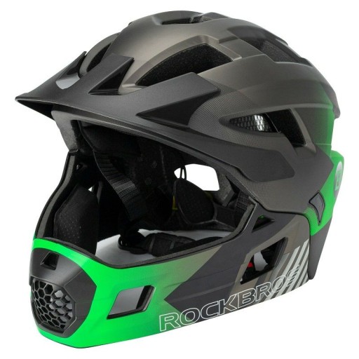 Kask Fullface DH Downhill MTB DZIECIĘCY ZIELONY