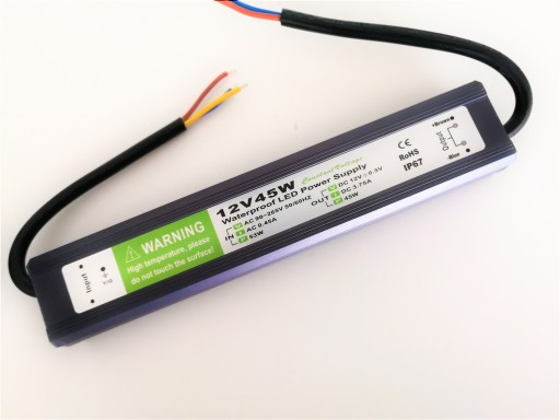 ZASILACZ WODOODPORNY 12V 45W 3,8A IP67 DO TAŚM LED