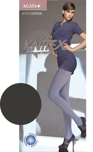 knittex AGATA+ rajstopy BAWEŁNA prążek GRAFIT# 2 S