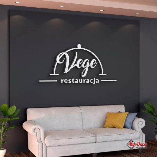 Logo 3D PLEXI Złote NAPIS Restauracja 120x60