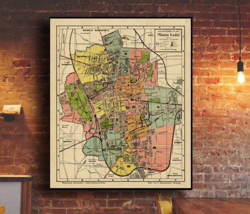 Stary plan ŁÓDŹ 1936r. 120x90cm