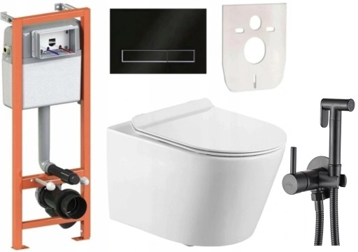 STELAŻ podtynkowy czarny +MISKA WC z funkcją BIDET