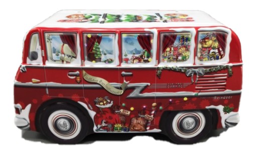 Puszka METALOWA Pudełko Świąteczne AUTOBUS