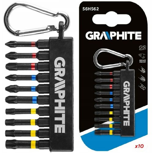 ZESTAW BITÓW UDAROWYCH 10SZT GRAPHITE ZAWIESZKA