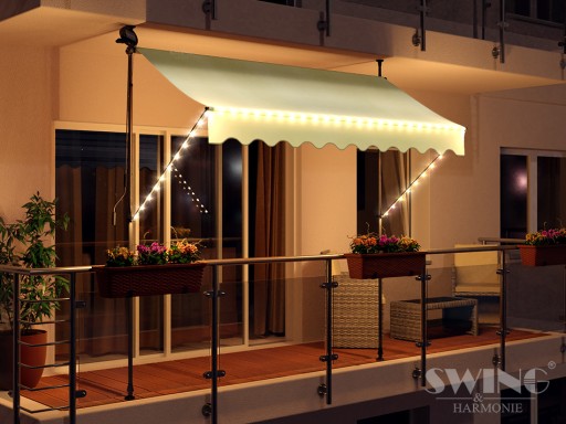 MARKIZA ZACISKOWA BALKONOWA TARASOWA LED 350cm CREME