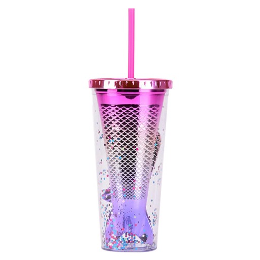 Szklanka Glamour z cekinami i brokatem, o podwójnych ściankach, odporna na zalanie, styl B