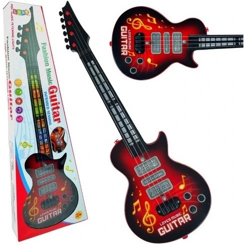 GITARA ROCKOWA DZIECI ŚWIECI GRA STRUNY INSTRUMENT ZABAWKA EDUKACYJNA