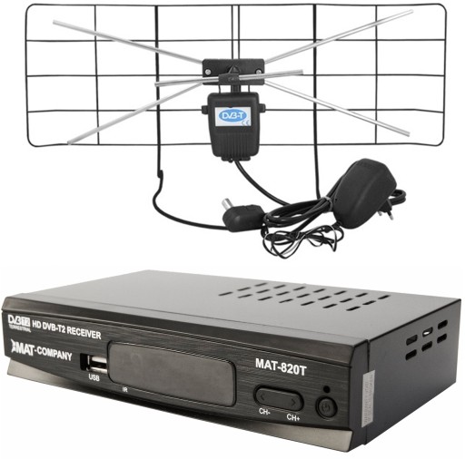 CYFROWY ZESTAW DVB-T ANTENA POKOJOWA+DEKODER/TUNER