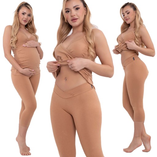 FORMOMMY LEGGINSY CIĄŻOWE GETRY SPODNIE RYBACZKI Z NISKIM STANEM 4XL