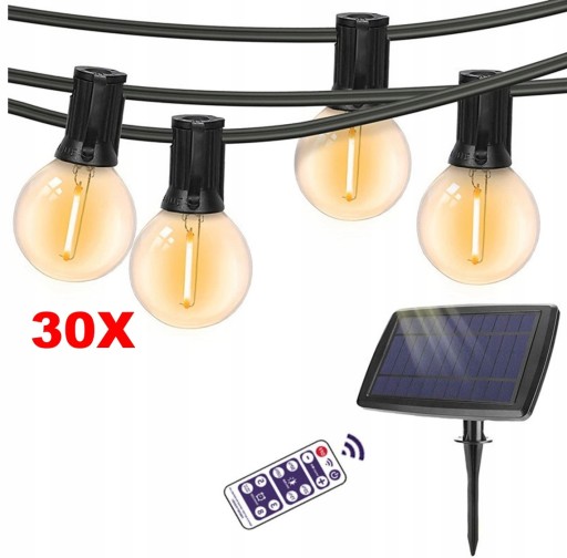 Girlanda SOLARNA LAMPKI OGRODOWE 25szt Z Piloty