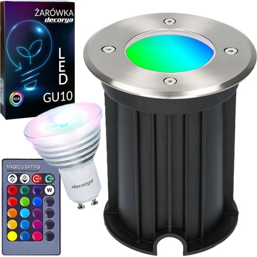 LAMPA LED OPRAWA OGRODOWA WPUSZCZANA W GRUNT CHODNIK NA PODJAZD ŻARÓWKA RGB