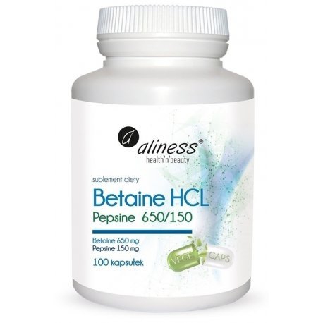 Betaina HCL + Pepsyna 650/150 100 kapsułek Aliness