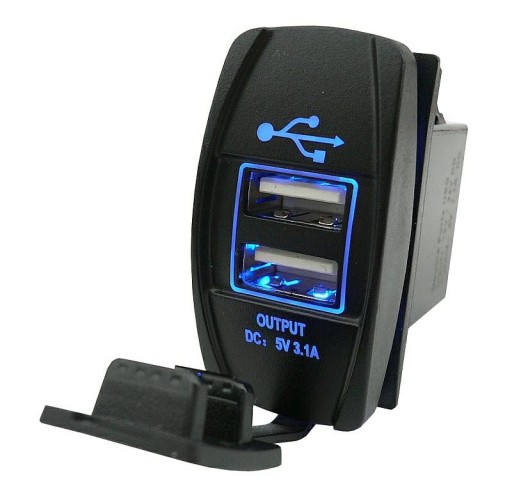 Ładowarka USB 5V 3,1A Gniazdo Hermetyczne 12V 24V