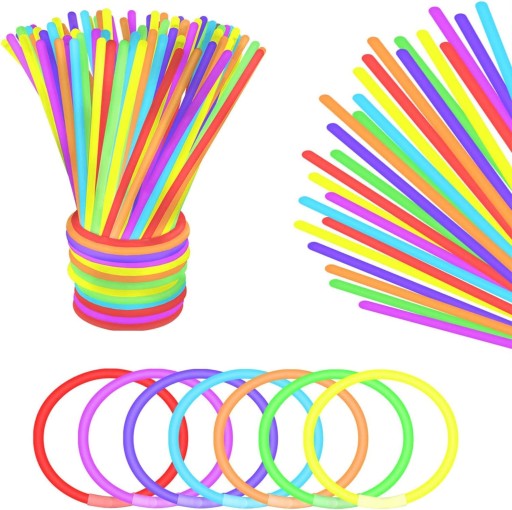 100X ŚWIECĄCE OPASKI BRANSOLETKI FLUORESCENCYJNE