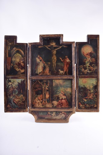 Poliptyk ze scenami religijnymi I połowa XXw 48x52