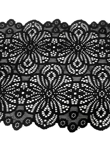 KORONKA STYLONOWA 19 CM ELASTYCZNA CZARNA