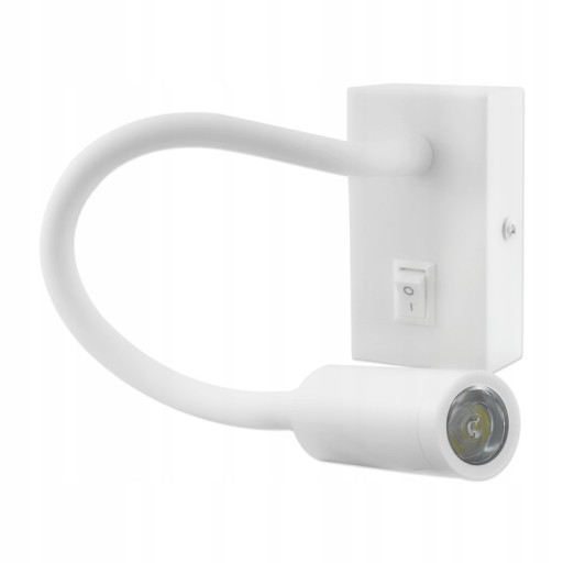 LAMPA ŚCIENNA NOCNA LED 3W KINKIET DO CZYTANIA Z WŁĄCZNIK BIAŁA REGULOWANA