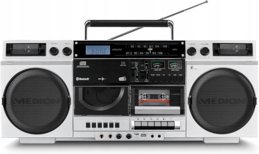 RETRO BOOMBOX MD44538 RADIO DAB+ FM BLUETOOTH KASETA CD-MP3 USB 2x10W