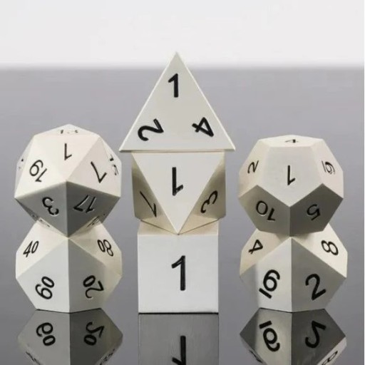 CZARNO NA BIAŁYM ZESTAW 7 METALOWYCH KOŚCI RPG