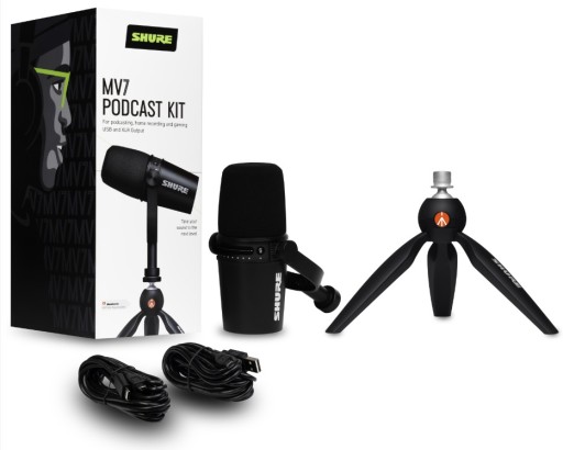 Shure MV7 mikrofon dynamiczny na USB XLR + STATYW