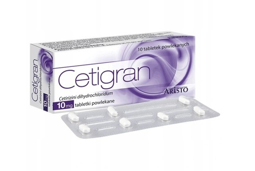 Cetigran 10 szt tabletki 10 mg alergia zapalenie bł śluzowej nosa pokrzywka
