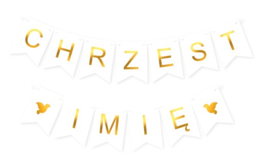 Baner napis CHRZEST + IMIĘ DZIECKA girlanda