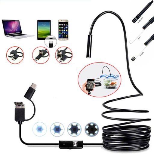 KAMERA INSPEKCYJNA ENDOSKOPOWA ANDROID TELEFON PC USB 10M MAGNES LUSTERKO