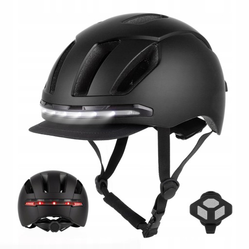 KASK ROWEROWY z kierunkowskazem LED -czarny